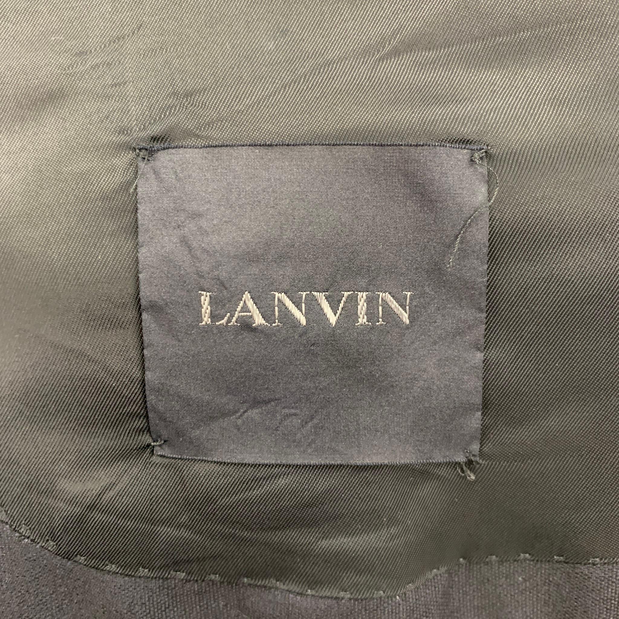 Men's LANVIN Size 42 Navy Cupro Notch Lapel Sport Coat