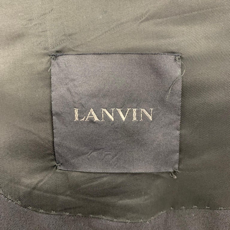 LANVIN Size 42 Navy Cupro Notch Lapel Sport Coat For Sale at