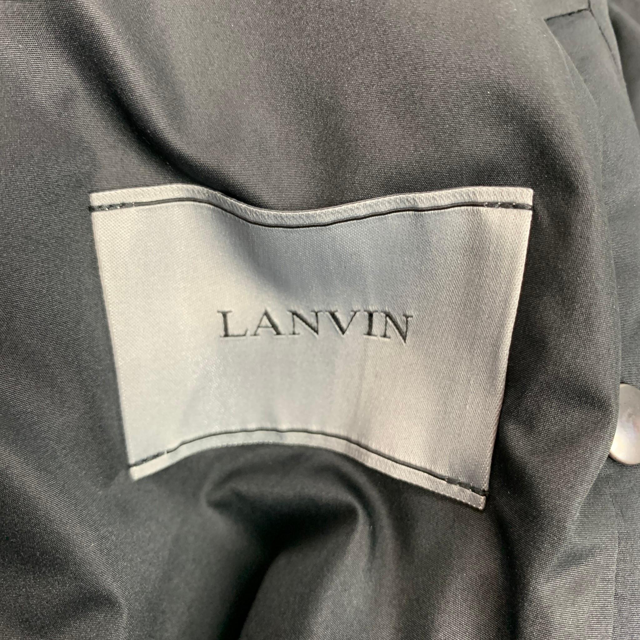 LANVIN Size 42 Olive Wool Zip Up Hooded Zip Up Jacket 1
