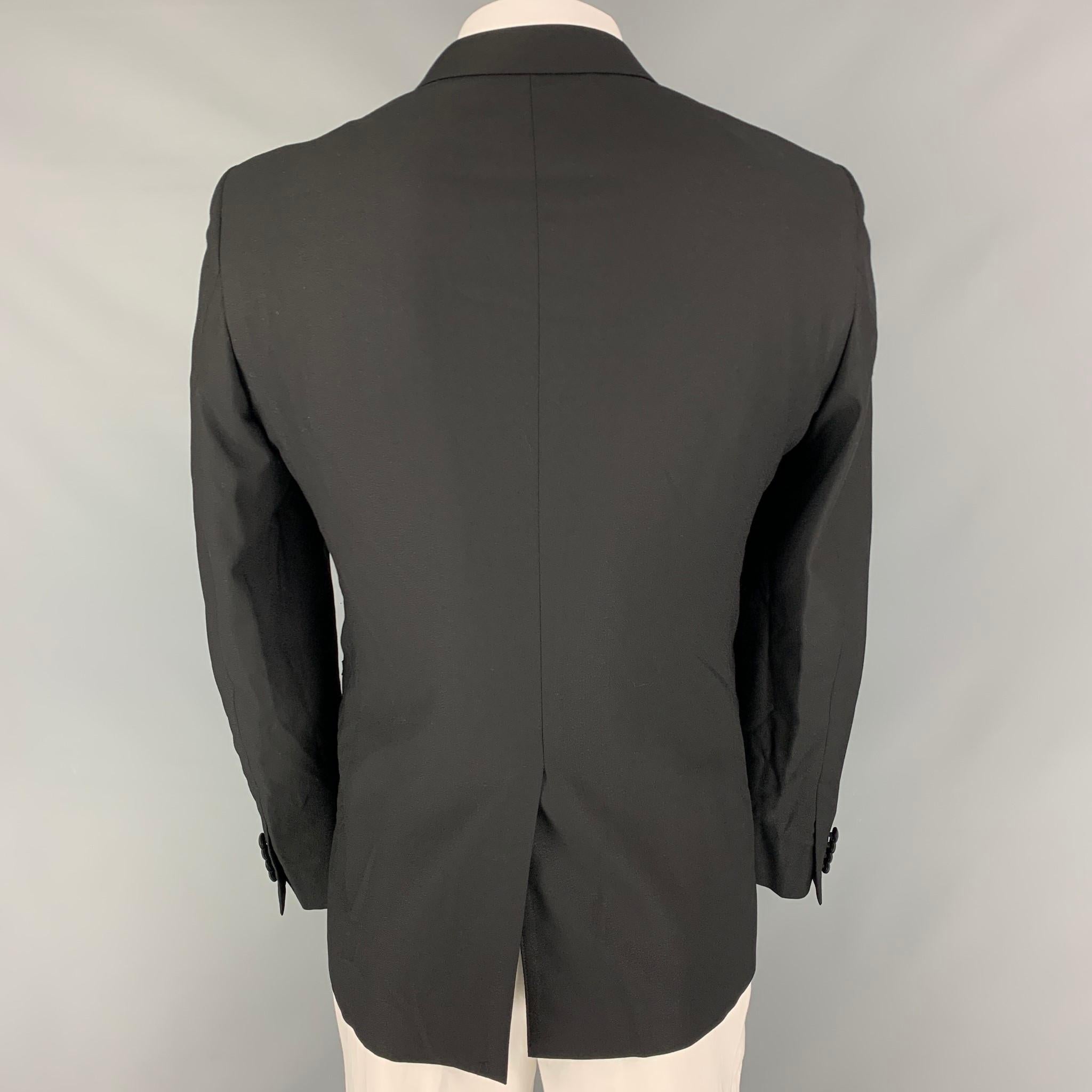 LANVIN Size 44 Black Wool Peak Lapel Sport Coat In New Condition In San Francisco, CA