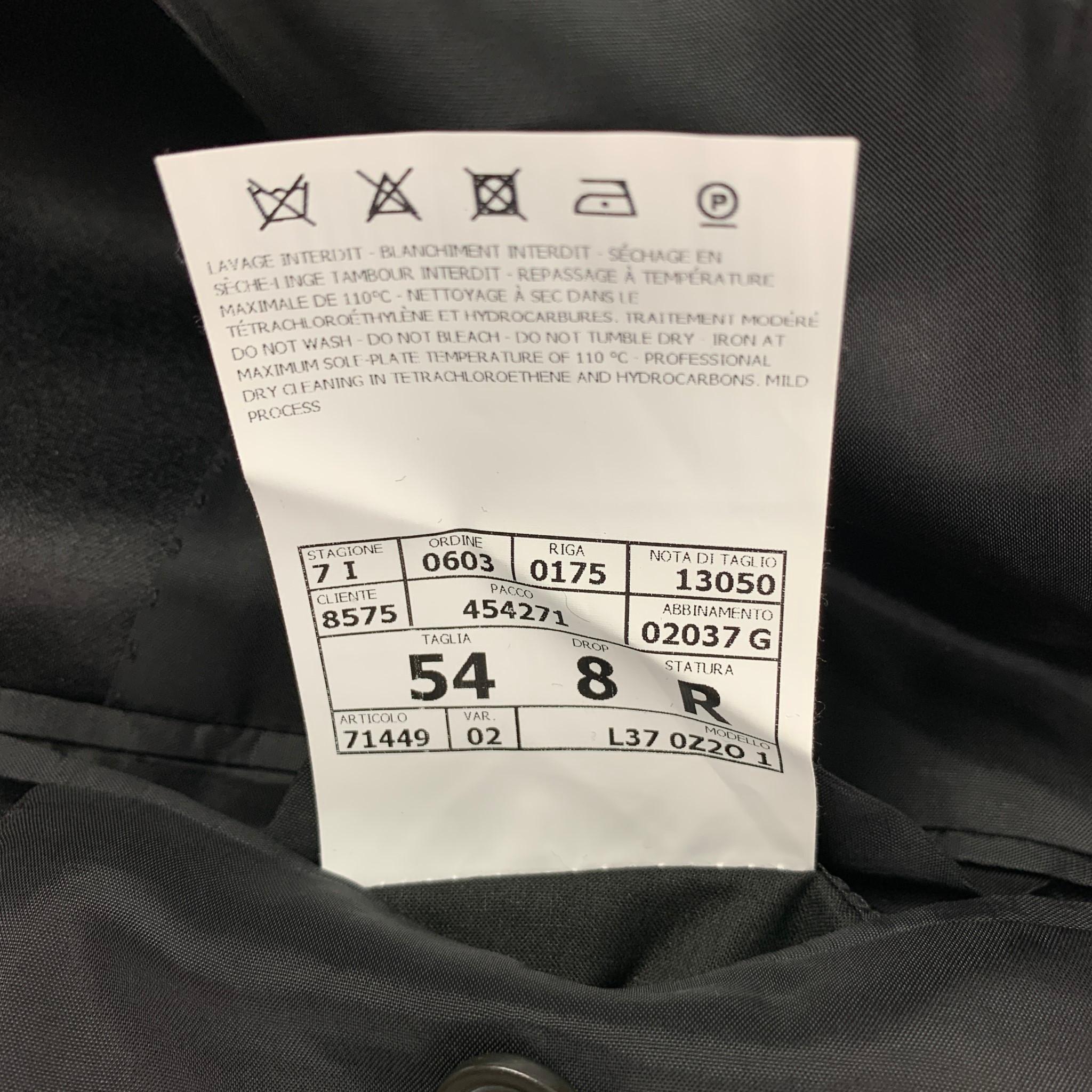 LANVIN Size 44 Black Wool Peak Lapel Sport Coat 1