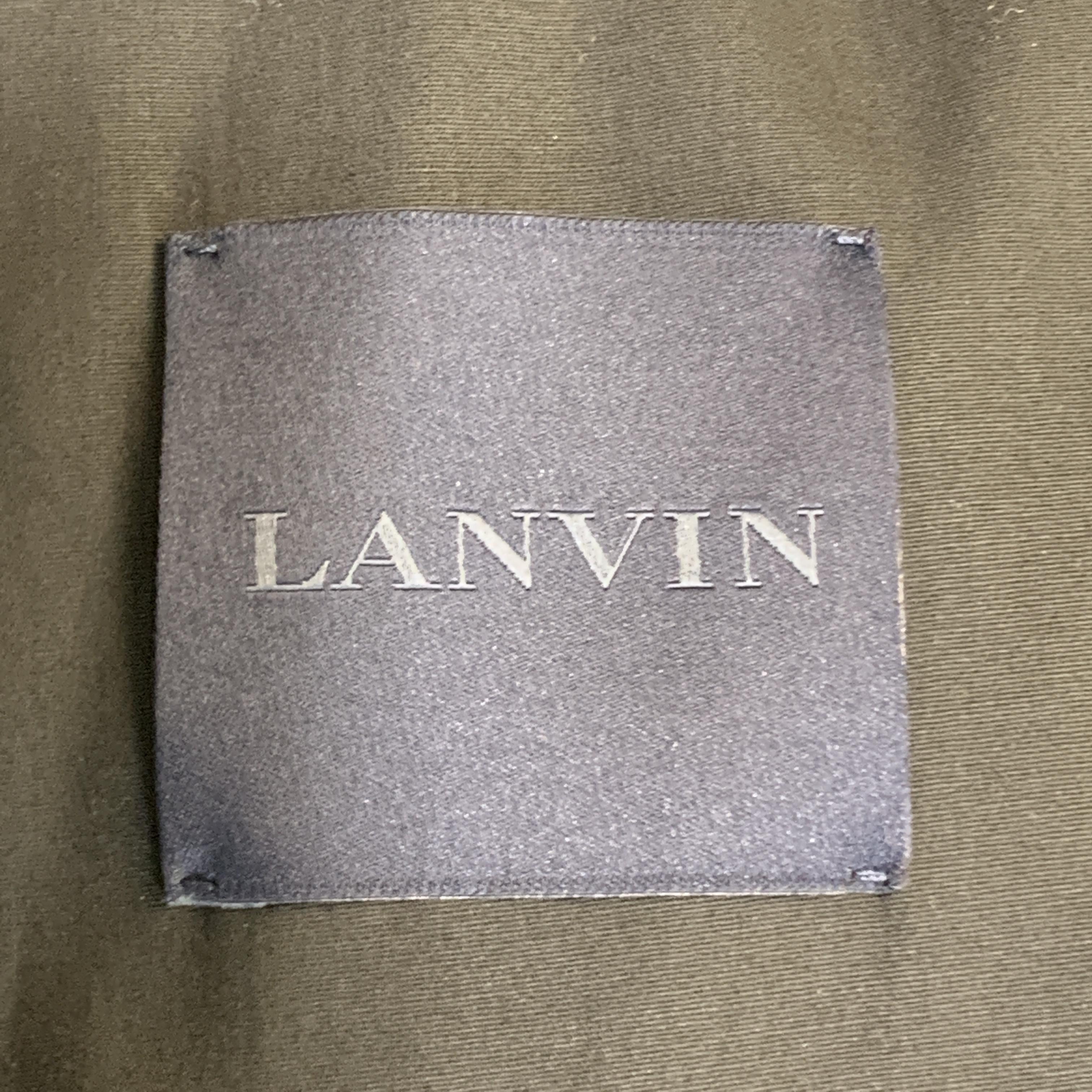 LANVIN Size 46 Charcoal Wool / Cashmere Contrast Sleeves Zip Up Jacket 2