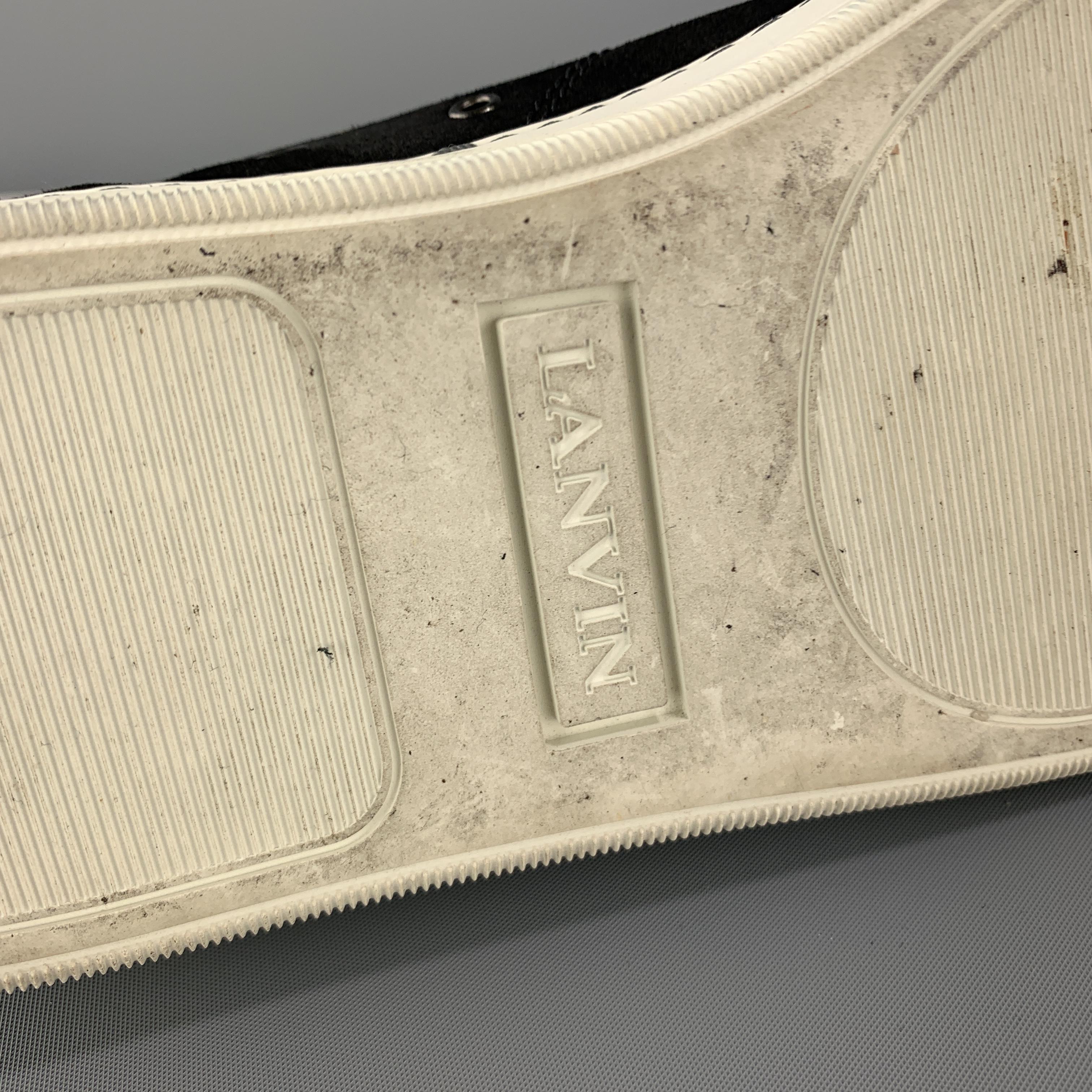 LANVIN Size 6 Black Suede Patent Toe Cap Lace Up Sneakers 3
