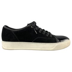 LANVIN Size 6 Black Suede Patent Toe Cap Lace Up Sneakers