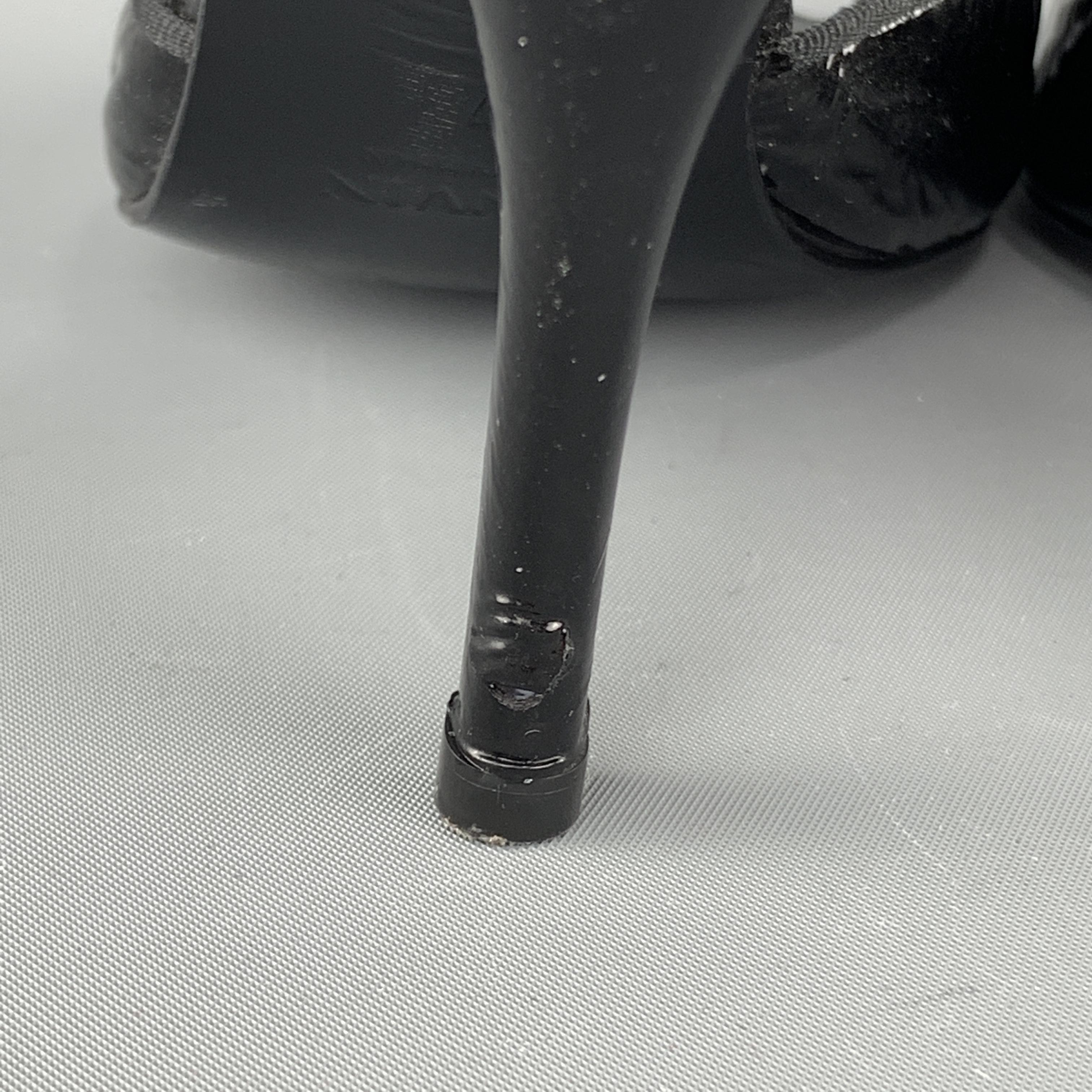 Women's LANVIN Size 7 Black Patent Leather D'Orsay Peep Toe Pumps
