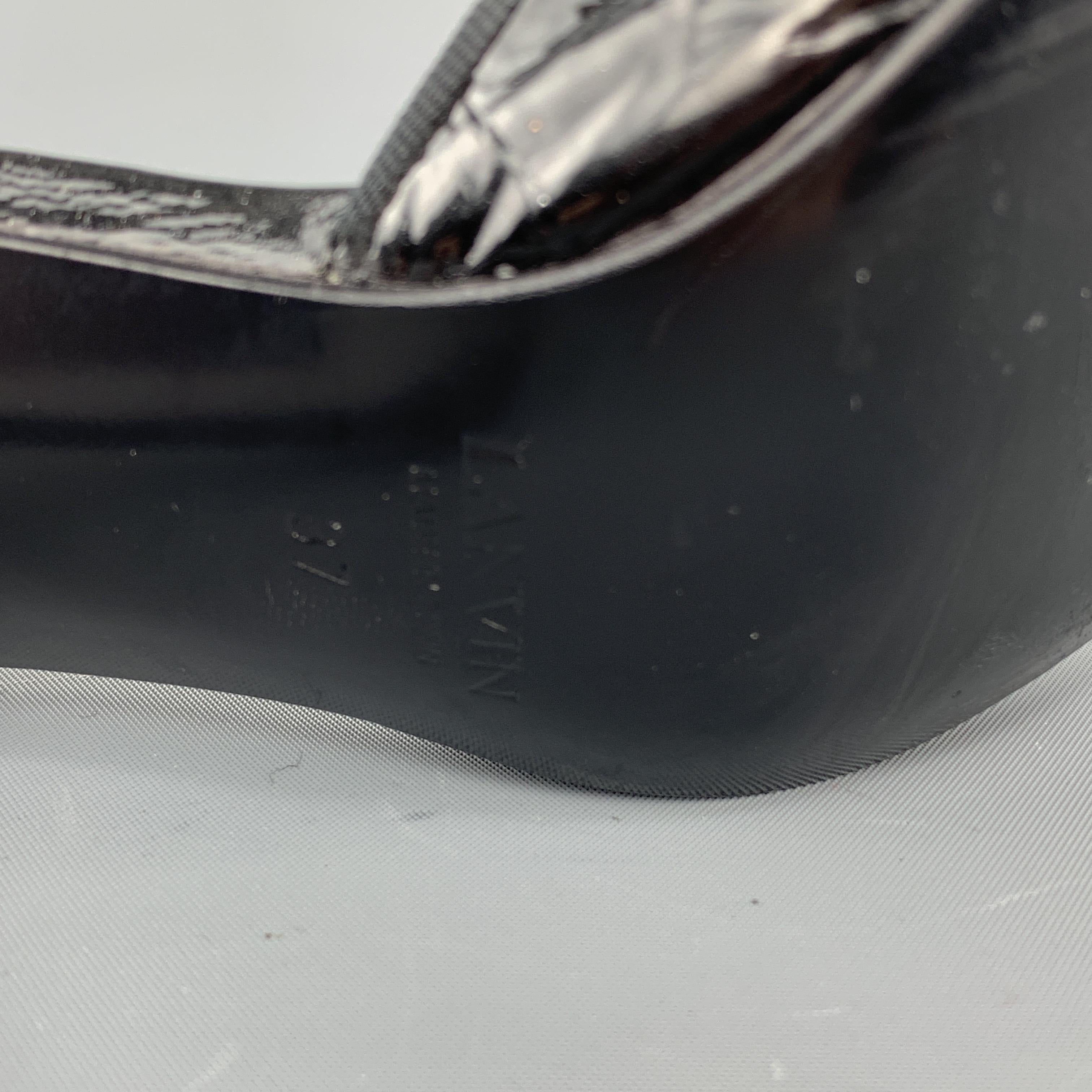 LANVIN Size 7 Black Patent Leather D'Orsay Peep Toe Pumps 1