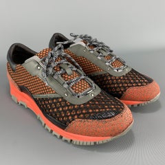 LANVIN - Baskets réfléchissantes en maille orange matelassée, taille 7