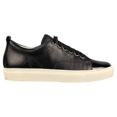 LANVIN Size 7.5 Black Leather Lace Up Sneakers