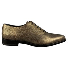 LANVIN Size 7.5 Gold Metallic Leather Lace Up Shoes