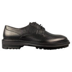 LANVIN Size 8 Black Pebble Grain Leather Lace Up Shoes