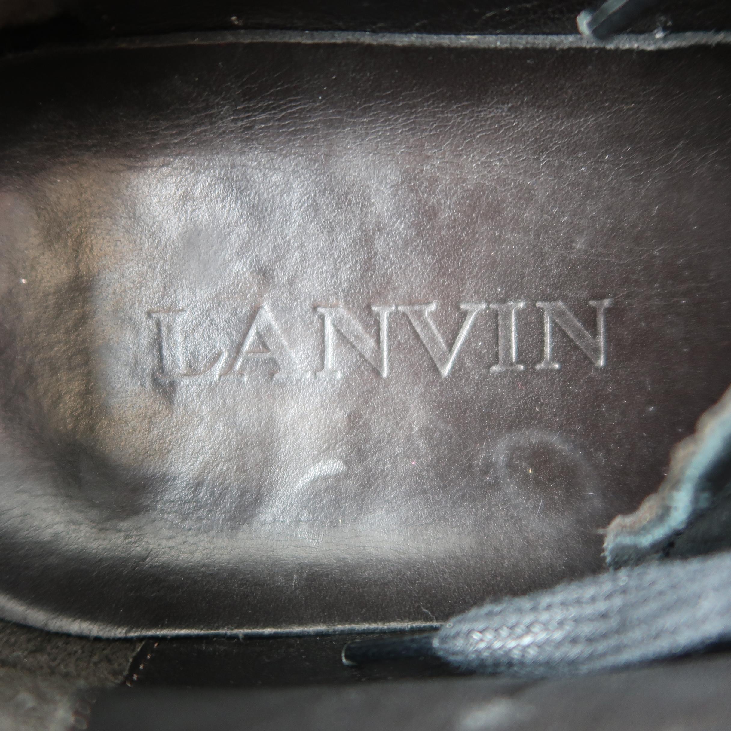 LANVIN Size 8 Black Suede & Leather Low Top Sneakers 3