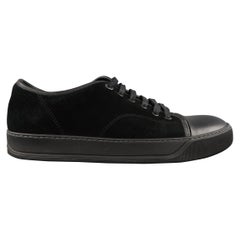 LANVIN Size 8 Black Suede & Leather Low Top Sneakers