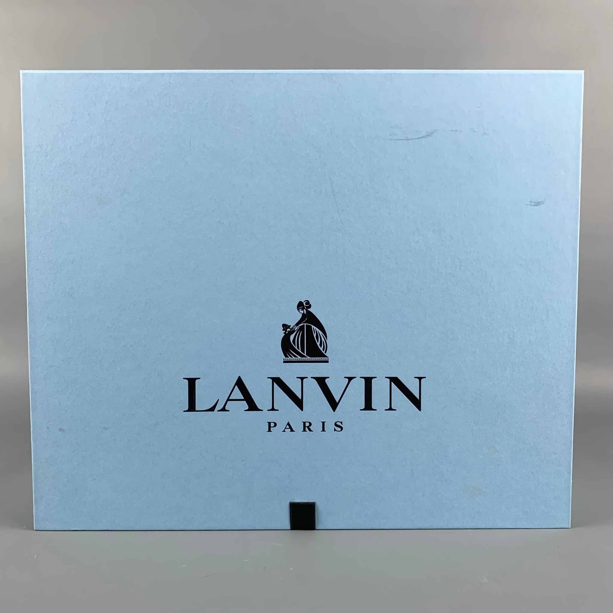 LANVIN Size 8 Navy Suede Patent Leather Cap Toe Pumps 3