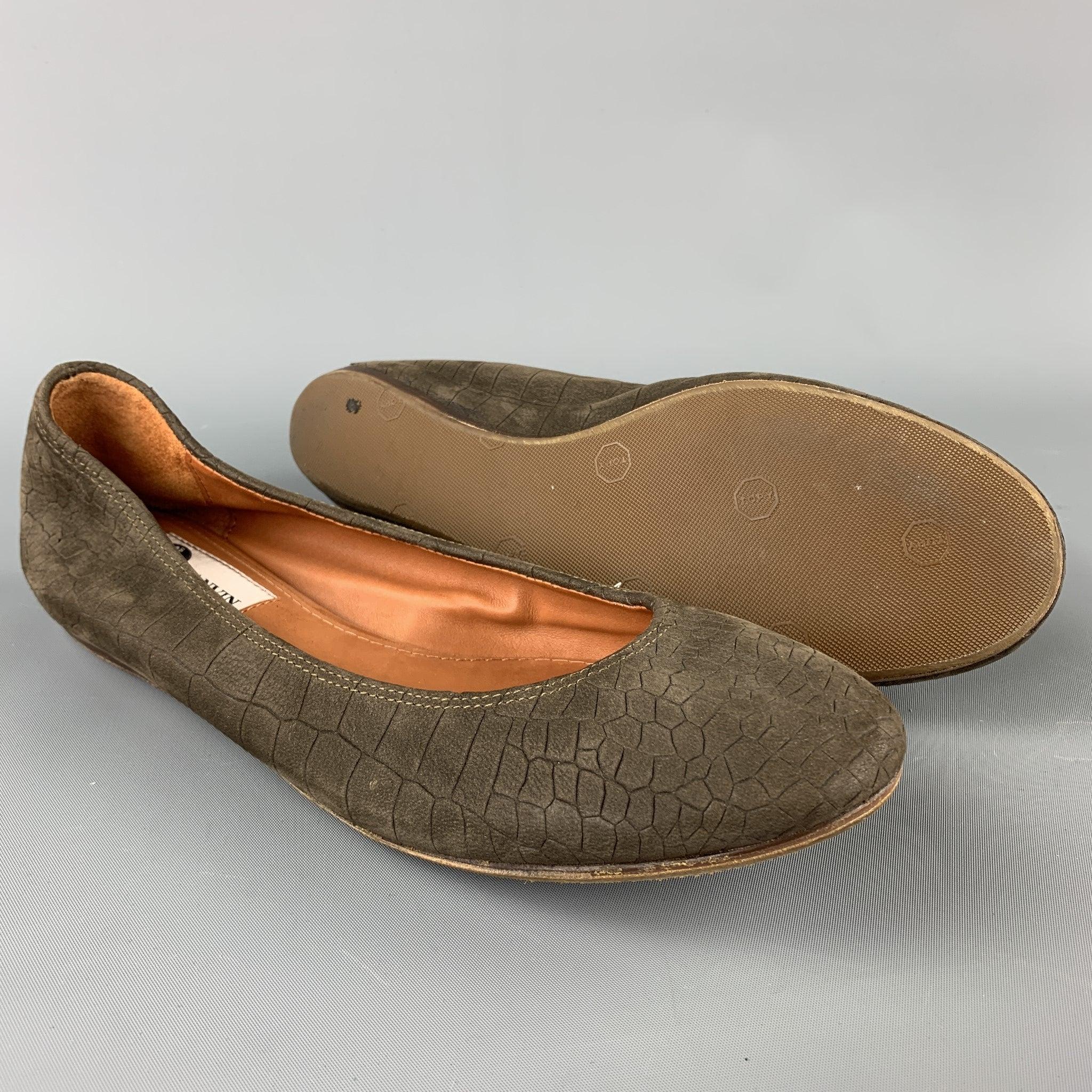 Brown LANVIN Size 8 Taupe Suede Goat Ballerina Flats
