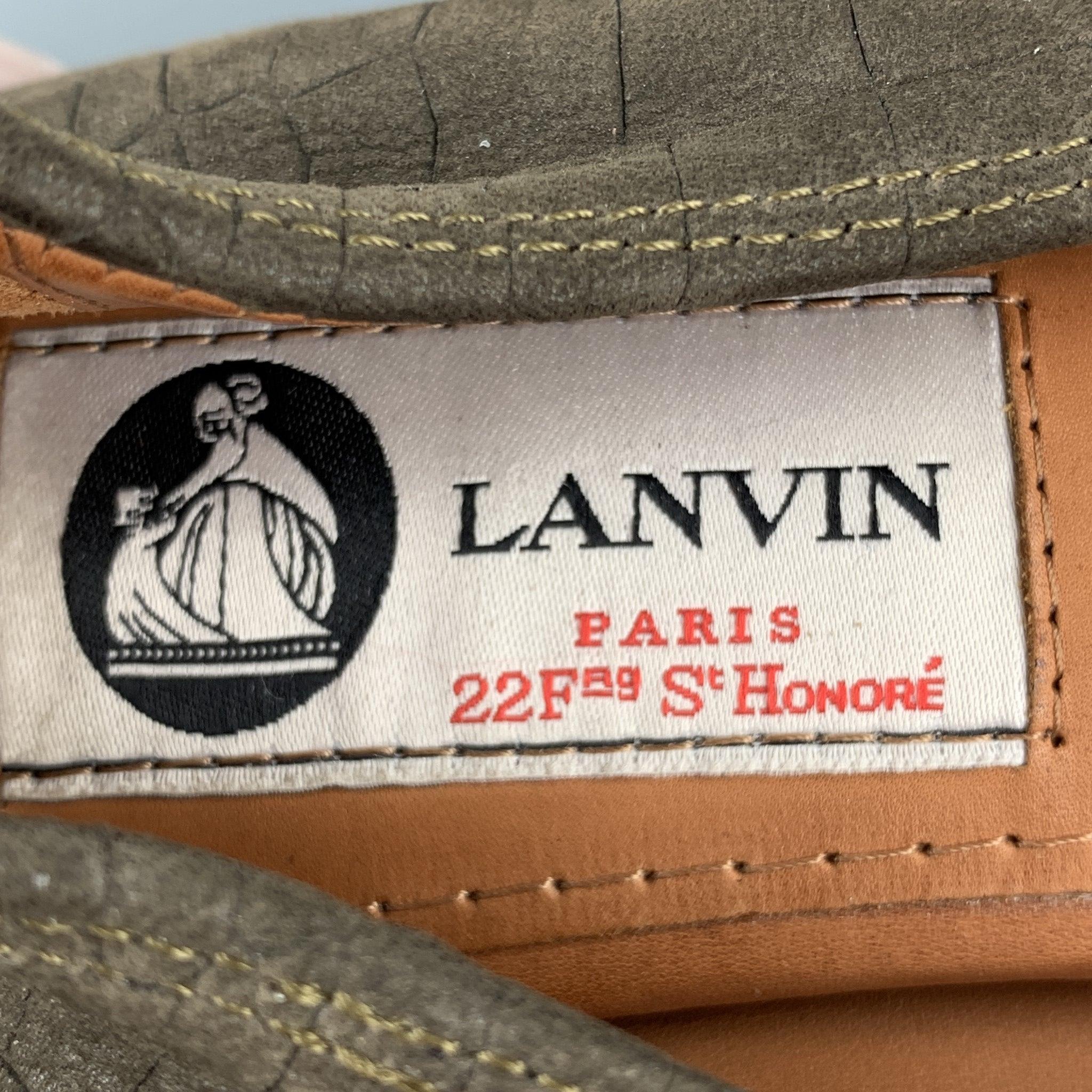 LANVIN Size 8 Taupe Suede Goat Ballerina Flats 1
