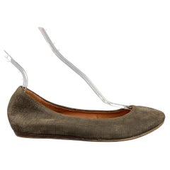 LANVIN Size 8 Taupe Suede Goat Ballerina Flats
