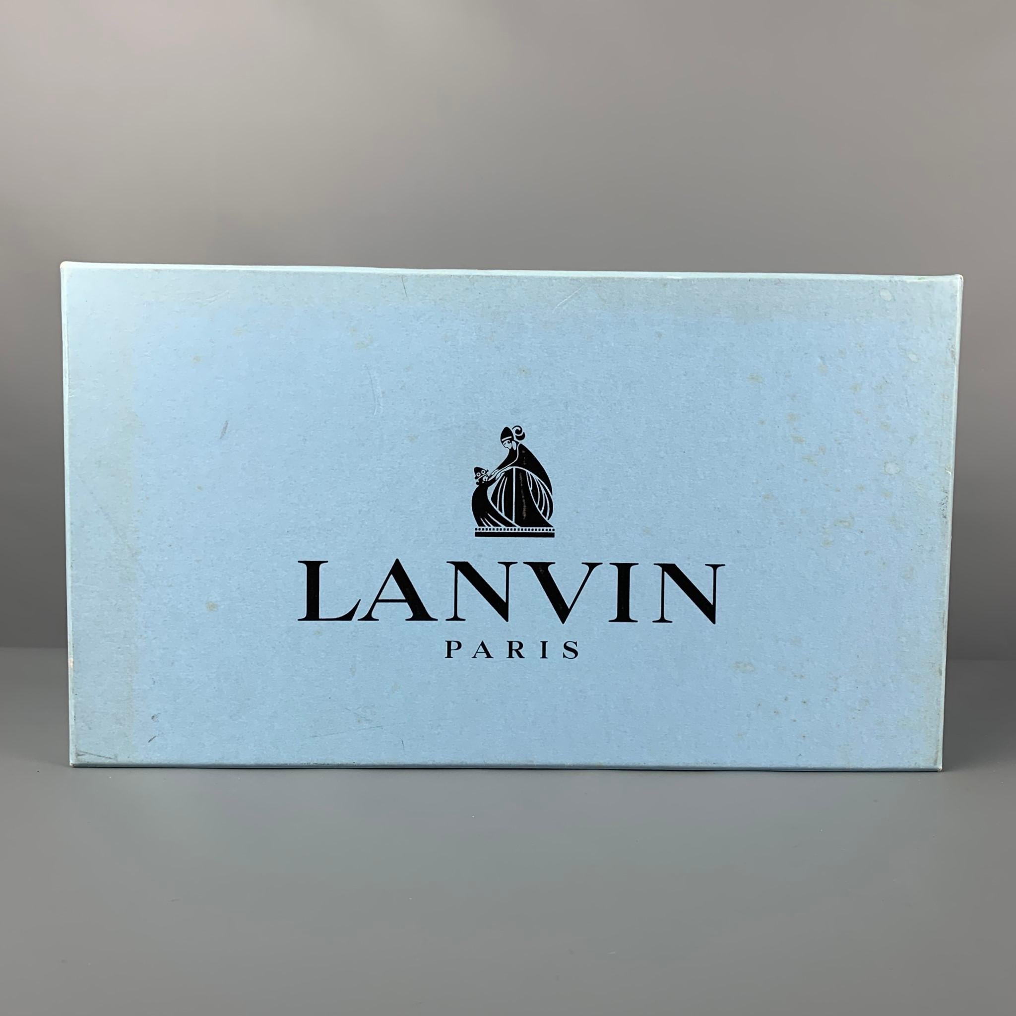 Men's LANVIN Size 8.5 Purple Metallic Leather Lace Up Shoes