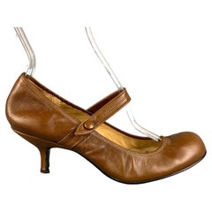 LANVIN Size 9 Brown Leather Mary Jane Pumps