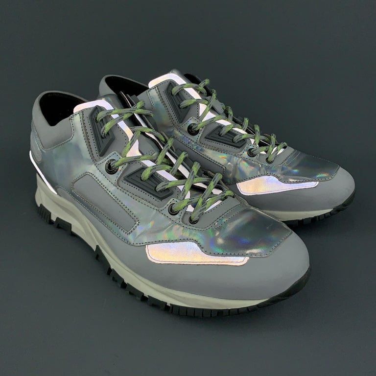 LANVIN Size 9 Silver Reflective Holographic Lace Up Sneakers For Sale ...
