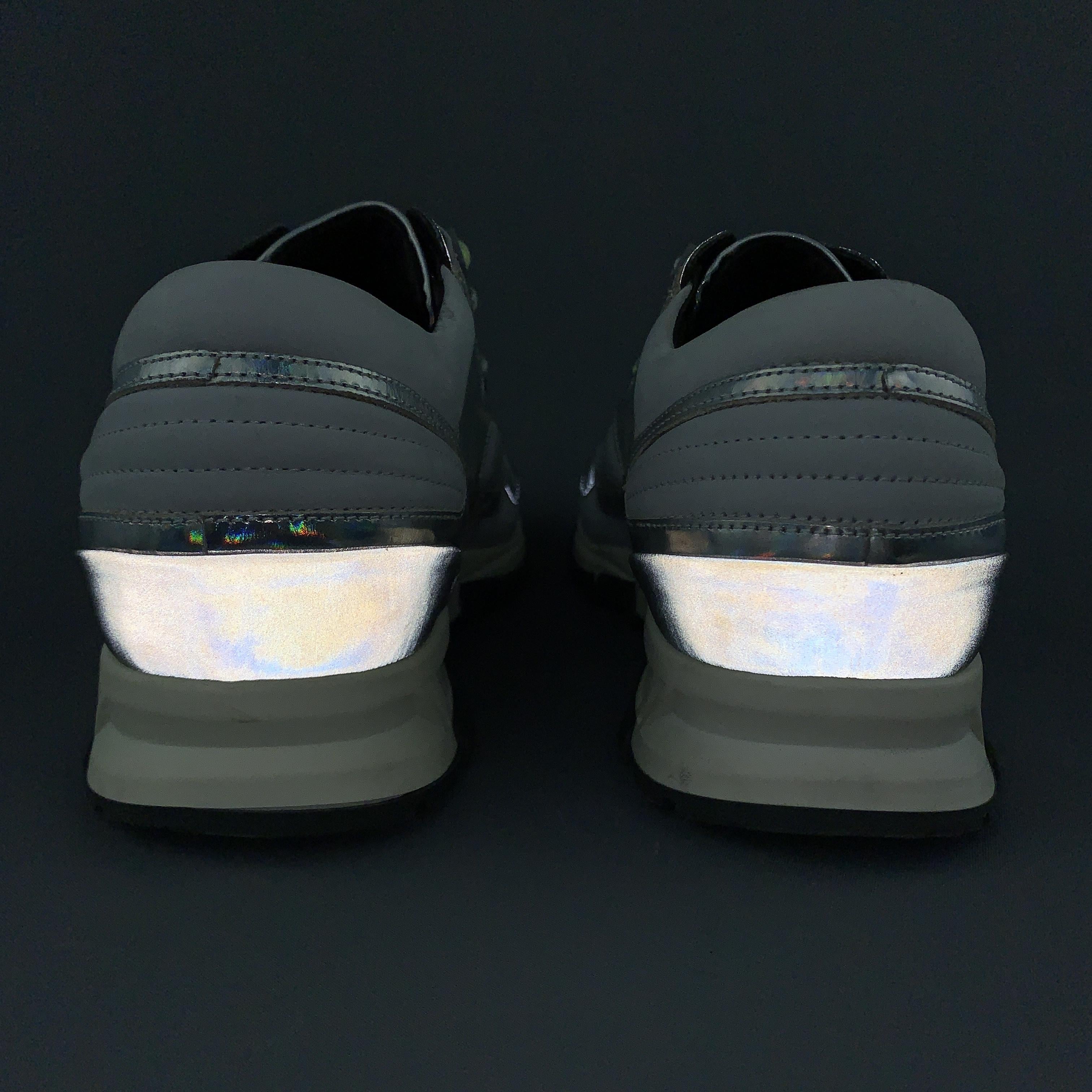 LANVIN Size 9 Silver Reflective Holographic Lace Up Sneakers 2