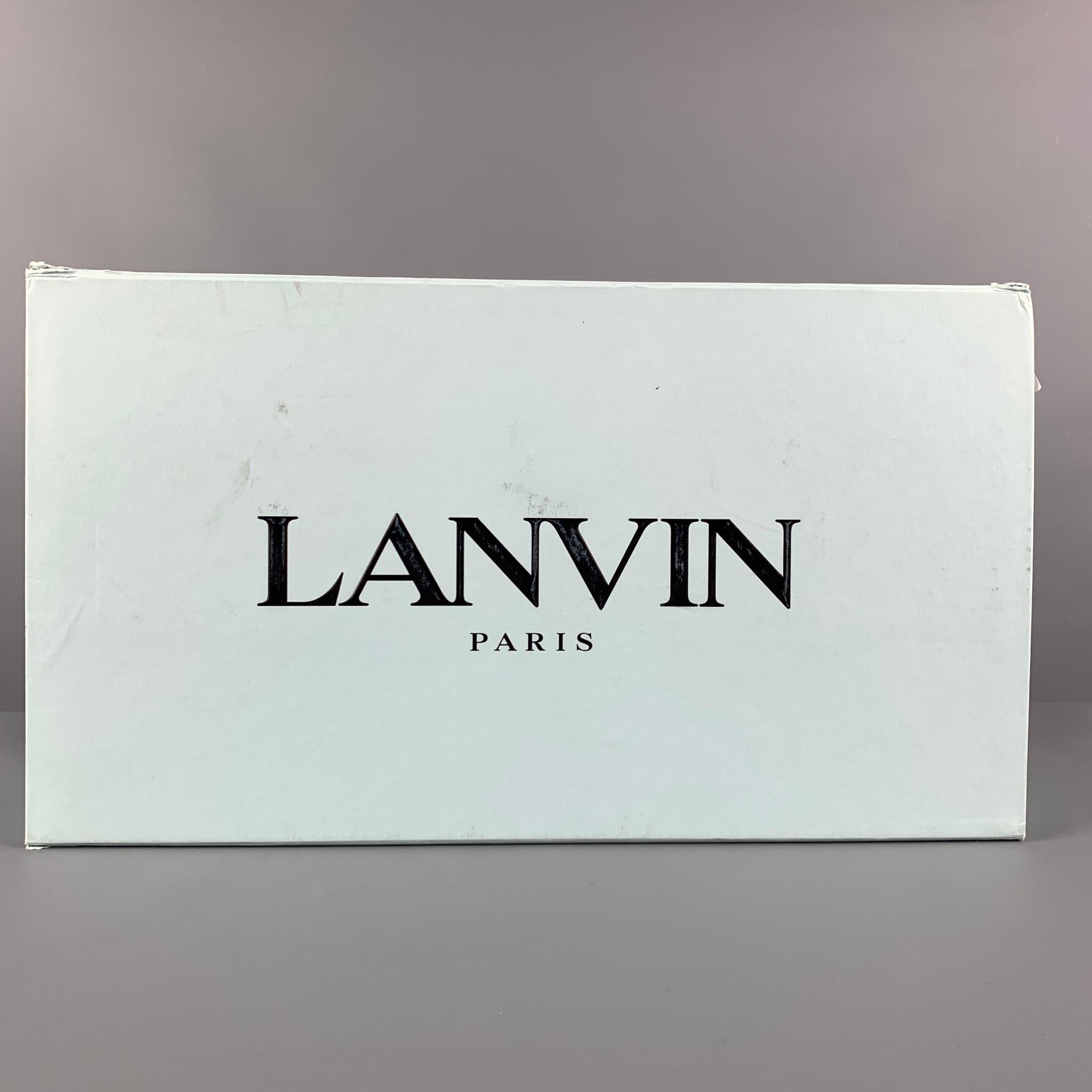 LANVIN Size 9 White Mixed Materials Nylon Lace Up Sneakers 2