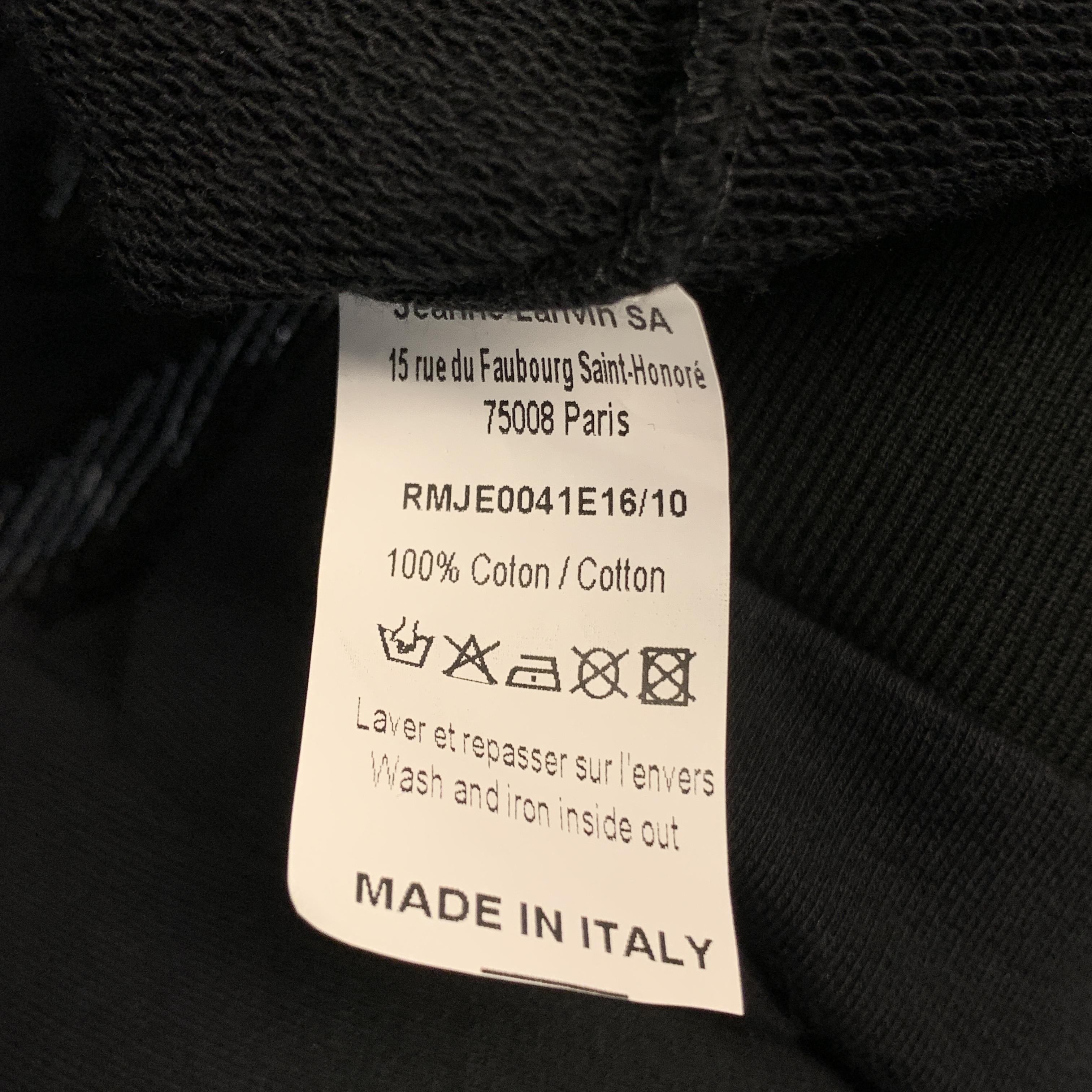 Men's LANVIN Size L Black Beaded Embellishment Cotton Crewneck Sweatshirt