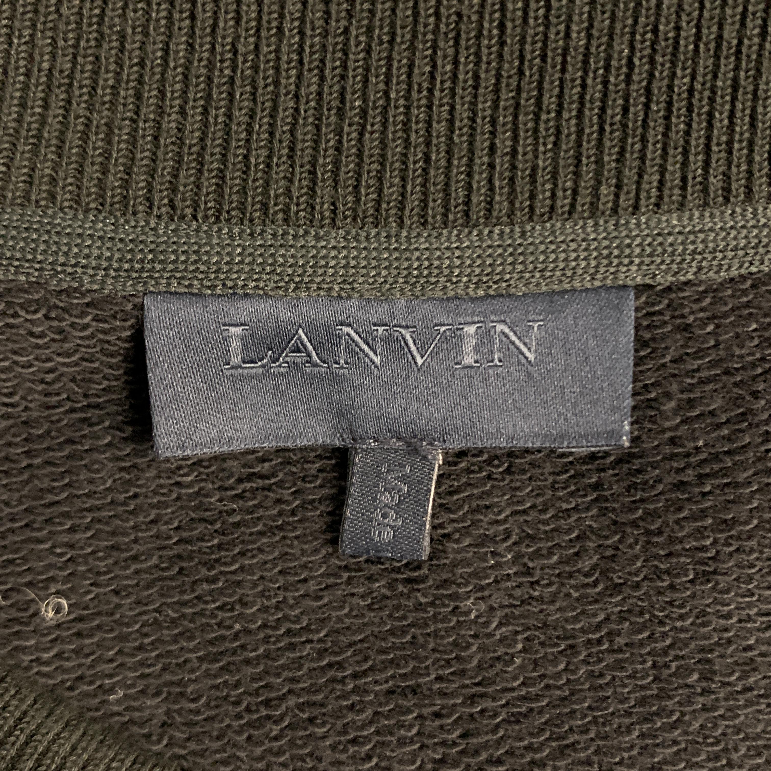 LANVIN Size L Black Beaded Embellishment Cotton Crewneck Sweatshirt 1