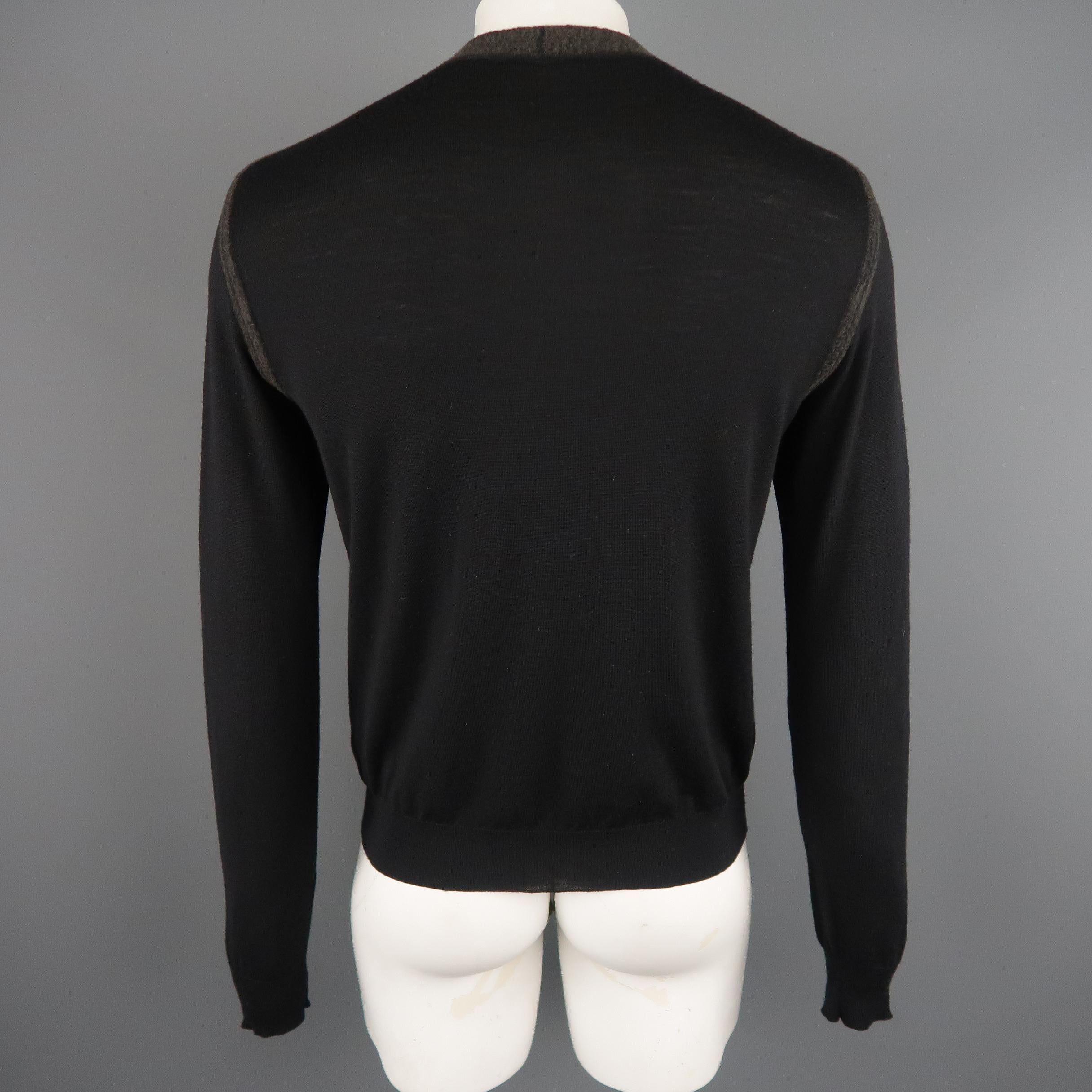 Men's LANVIN Size L Black Wool Cardigan Sweater