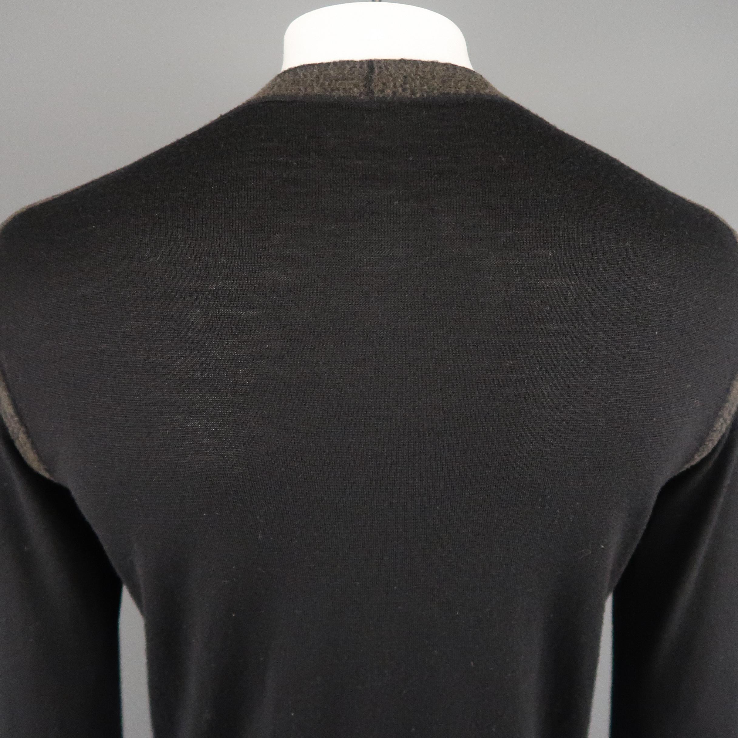 LANVIN Size L Black Wool Cardigan Sweater 1