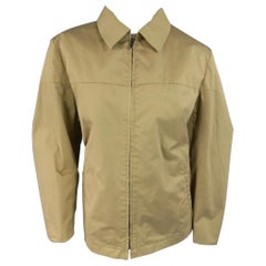 LANVIN Size L Stiff Khaki Paper Collared Work Jacket