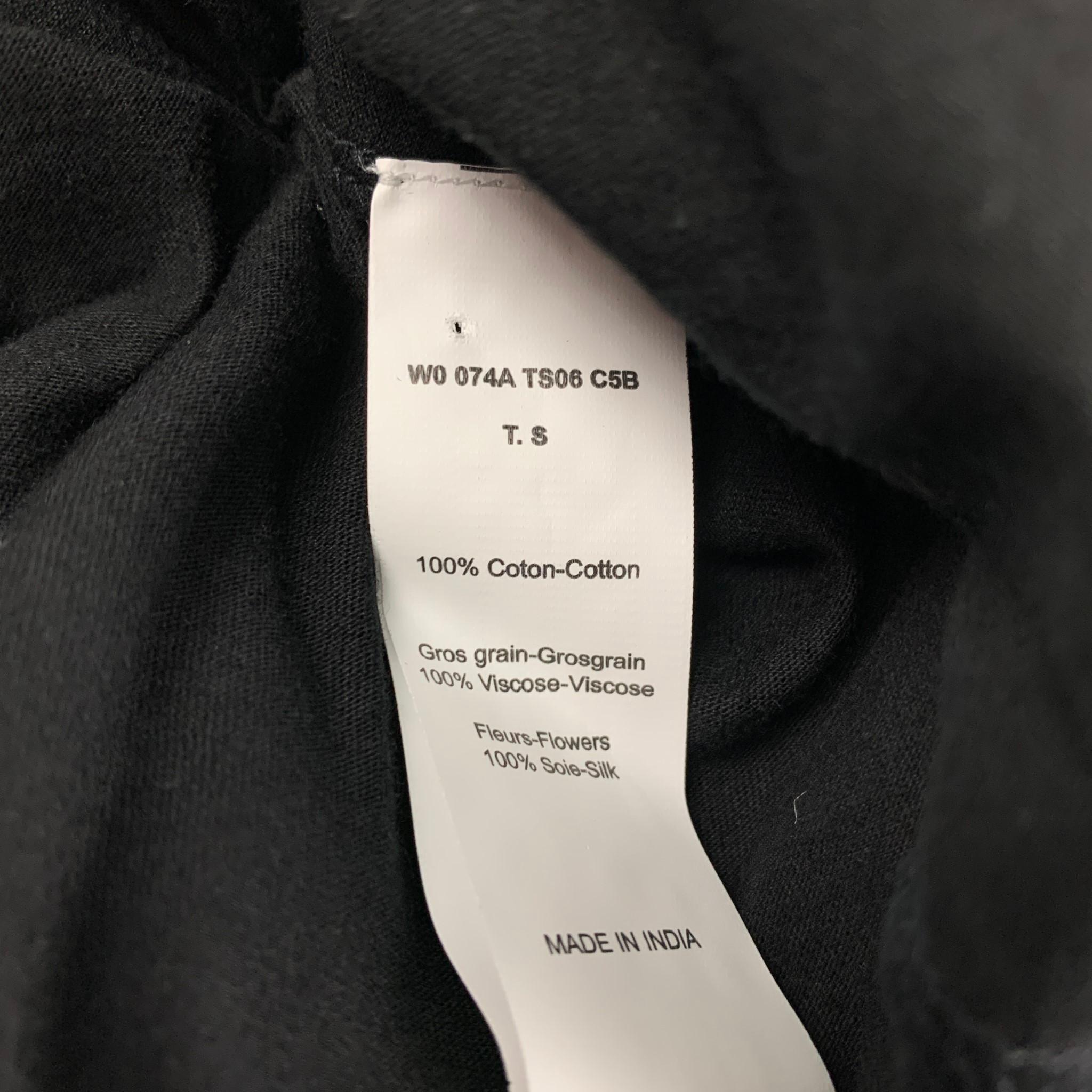 Women's LANVIN Size M Black Cotton Silk Flowers Shift Dress