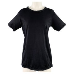 LANVIN Size M Black Cotton Silk Raw Edge T-Shirt