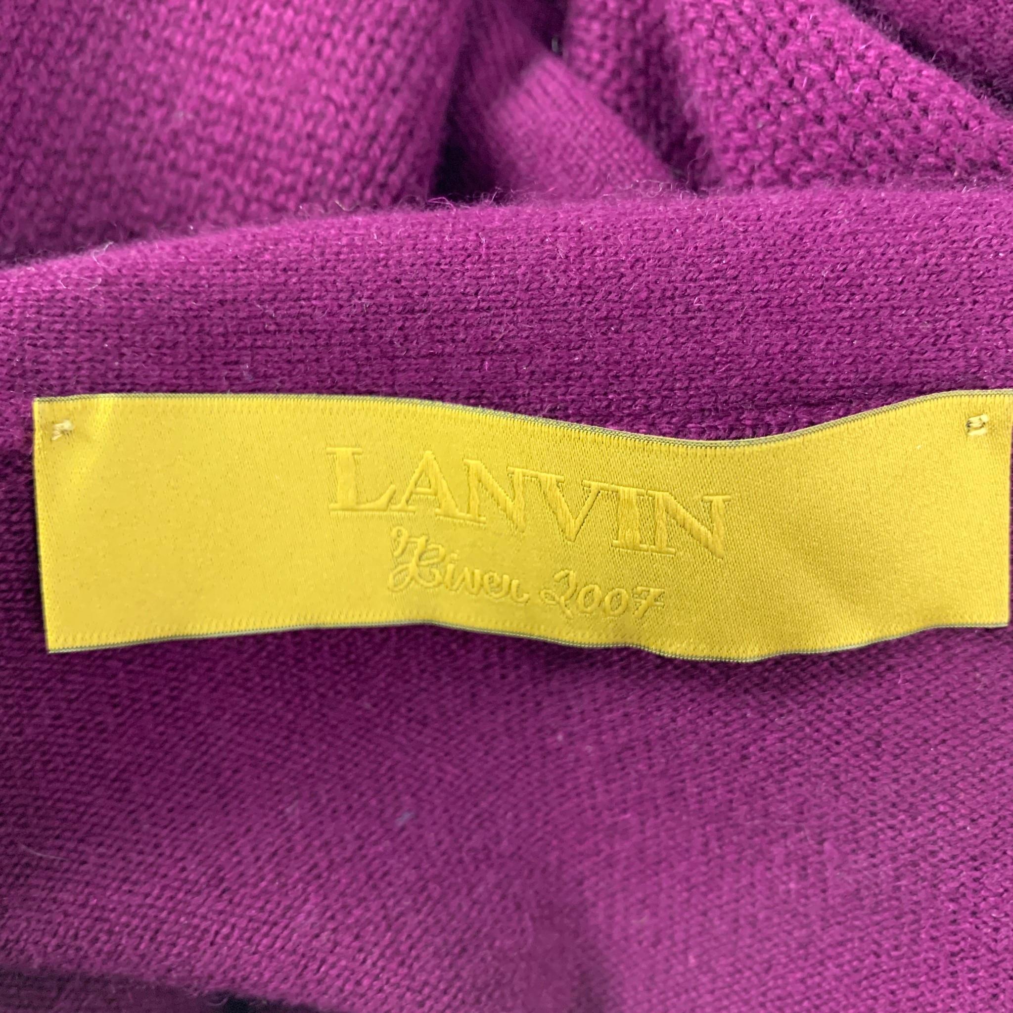 LANVIN Size M Purple Cashmere 3/4 Sleeves Cardigan Set 4