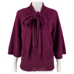 LANVIN Size M Purple Cashmere 3/4 Sleeves Cardigan Set