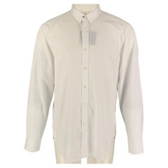 LANVIN Size M White Cotton Raw Edge Long Sleeve Shirt