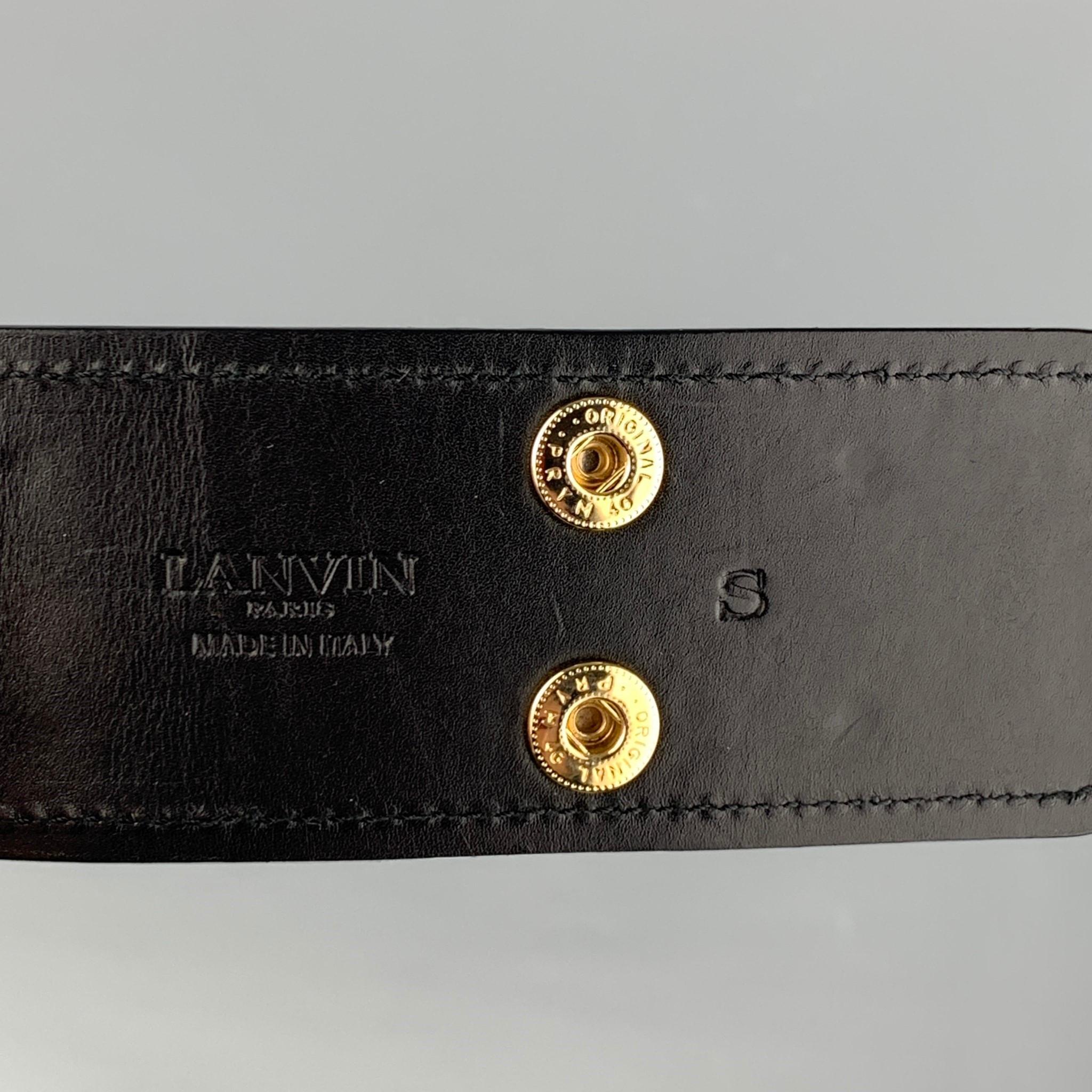 LANVIN Size S Black Brown Metal Leather Corset Belt In Good Condition In San Francisco, CA