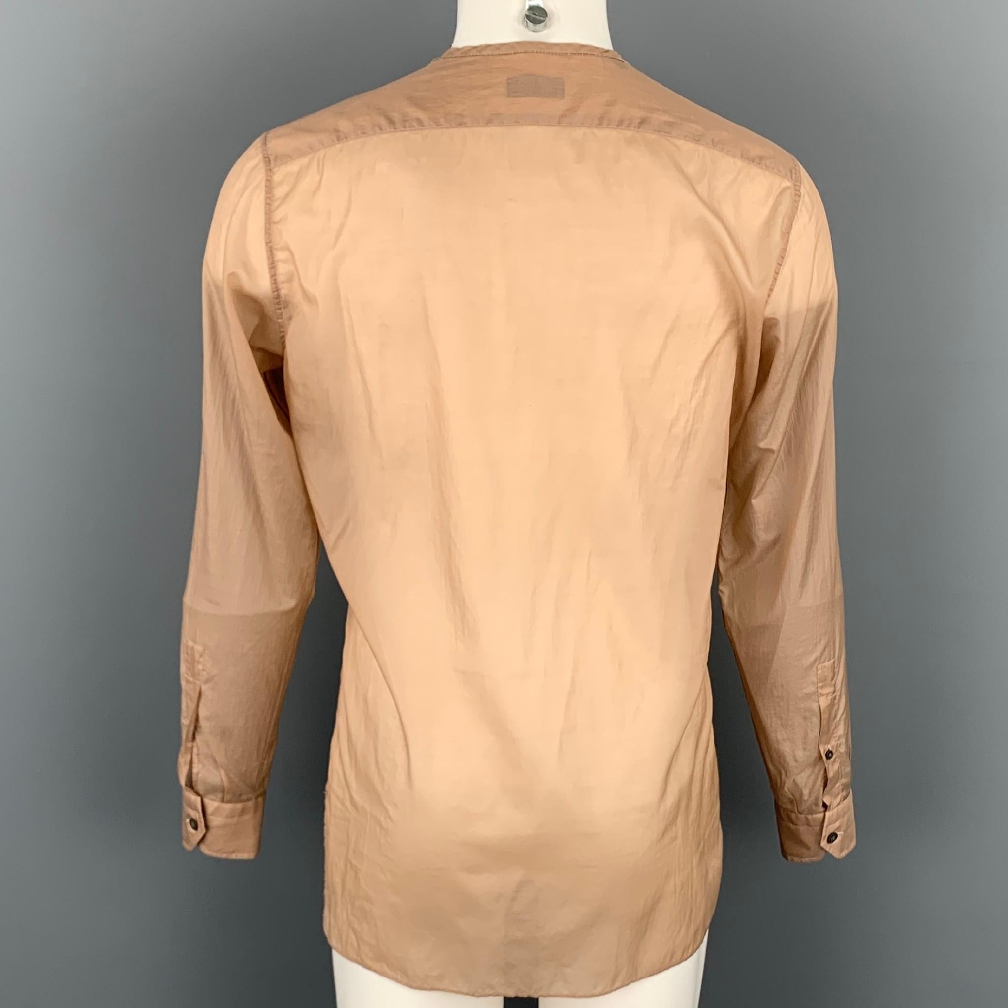 LANVIN Size S Tan Polyamide Blend Side Zipper Long Sleeve Shirt In Good Condition In San Francisco, CA