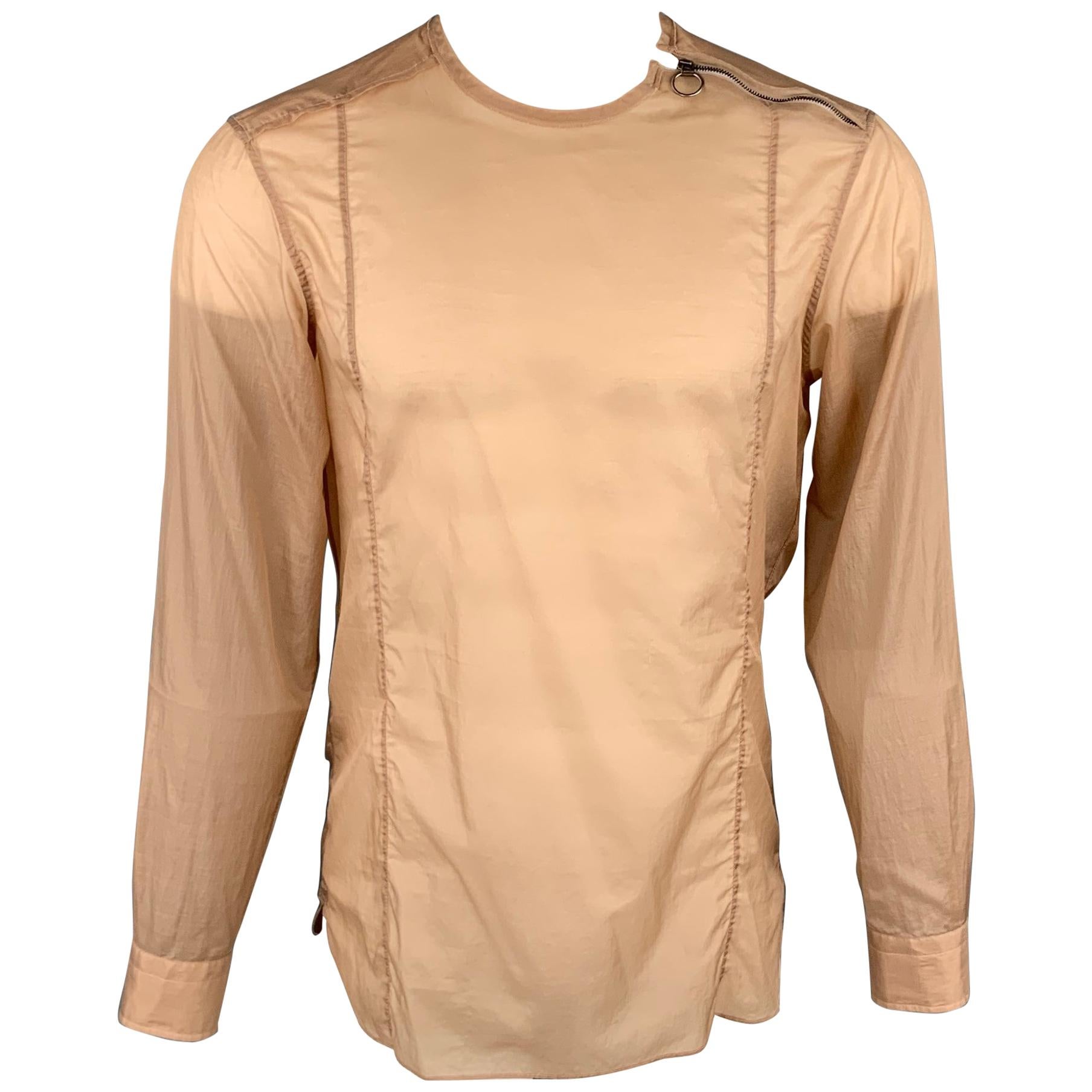 LANVIN Size S Tan Polyamide Blend Side Zipper Long Sleeve Shirt