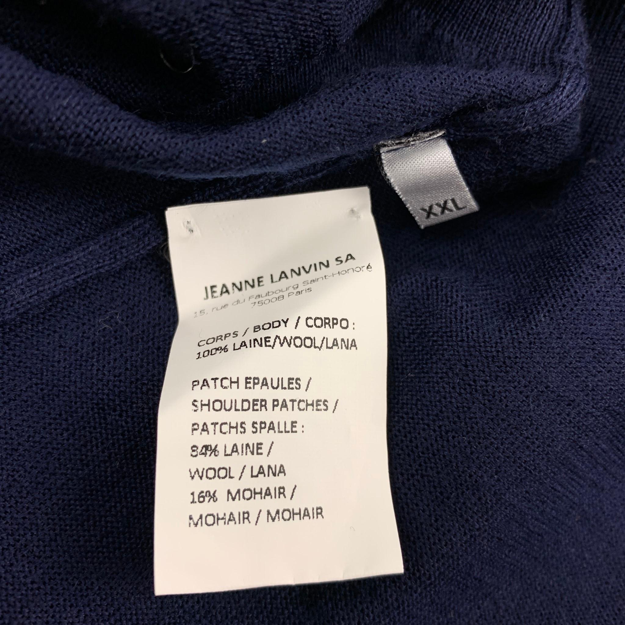 LANVIN Size XXL Navy Knitted Wool Crew-Neck Pullover In New Condition In San Francisco, CA