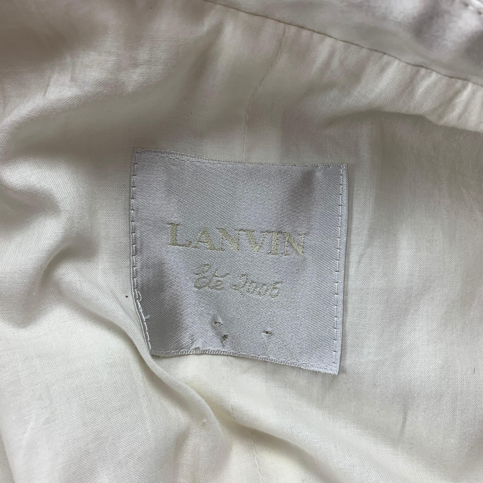 LANVIN Spring 2006 Size 8 Off White Wrinkle Textured Satin Coat 1