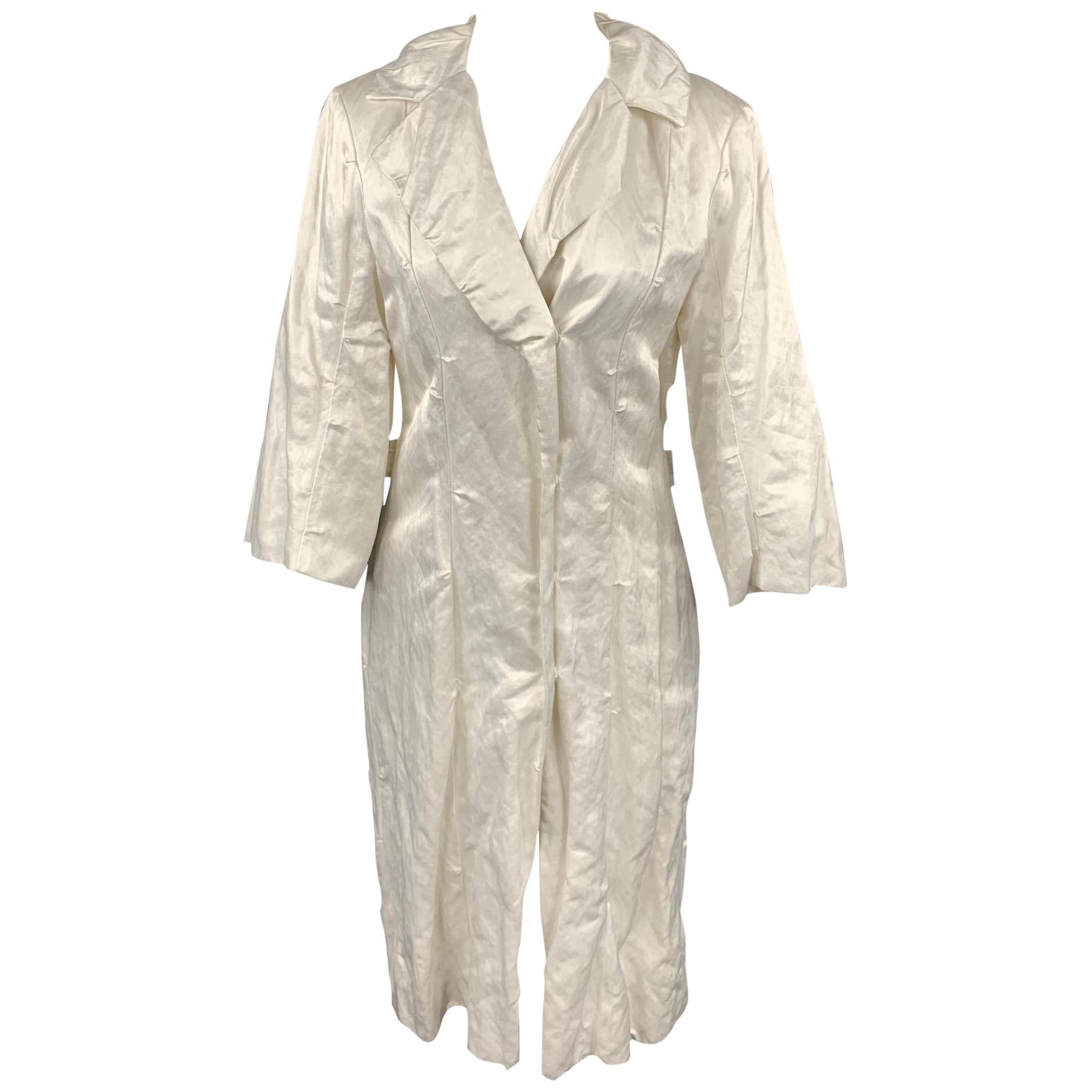 LANVIN Spring 2006 Size 8 Off White Wrinkle Textured Satin Coat