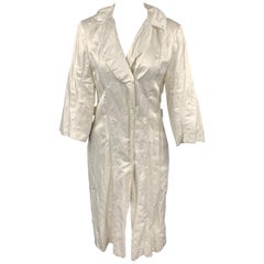 Vintage LANVIN Spring 2006 Size 8 Off White Wrinkle Textured Satin Coat