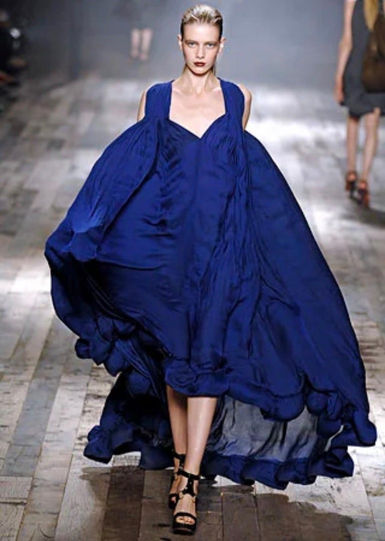Lanvin Spring 2008 Blue Pleated Evening Dress w Dramatic Train by Alber ...