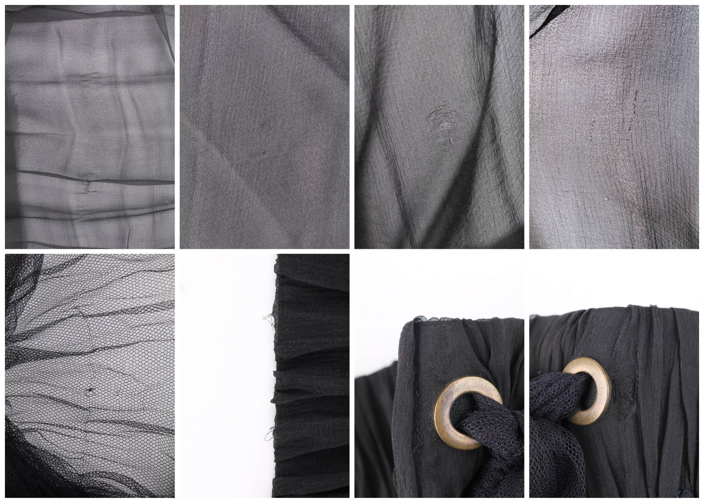 LANVIN S/S 2006 Black Semi Sheer Silk Chiffon Tulle Tie Pleated Bubble Skirt 3