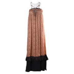 Lanvin Strapless Printed Silk Dress with Jewel Detail- '00s