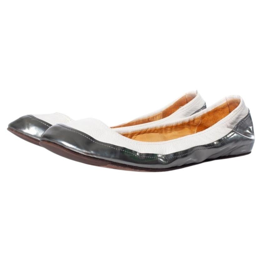 Lanvin, stretch ballerina in white and metallic For Sale