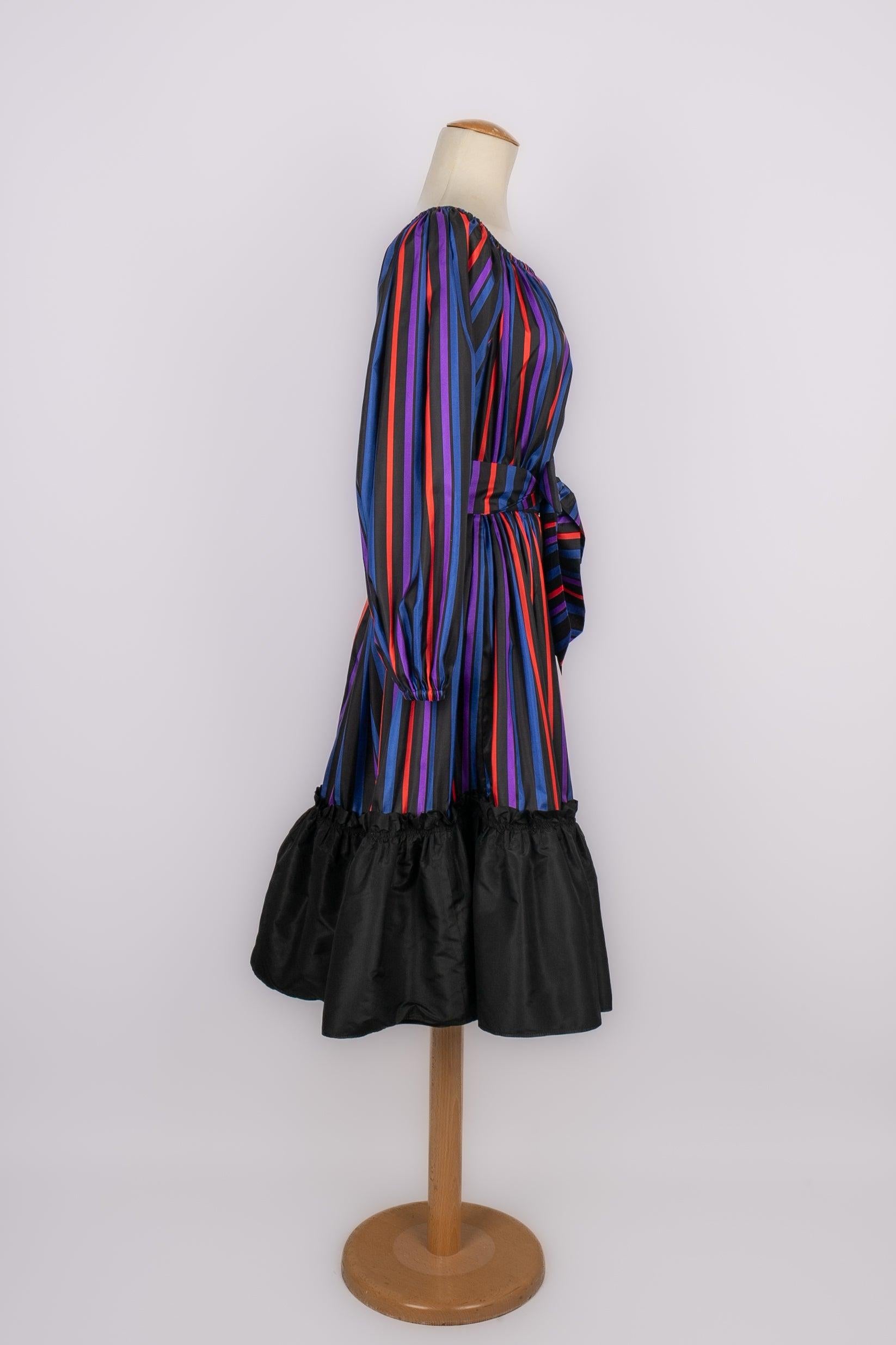 Vestito a righe Lanvin in taffetà multicolore In condizioni ottime in vendita a SAINT-OUEN-SUR-SEINE, FR