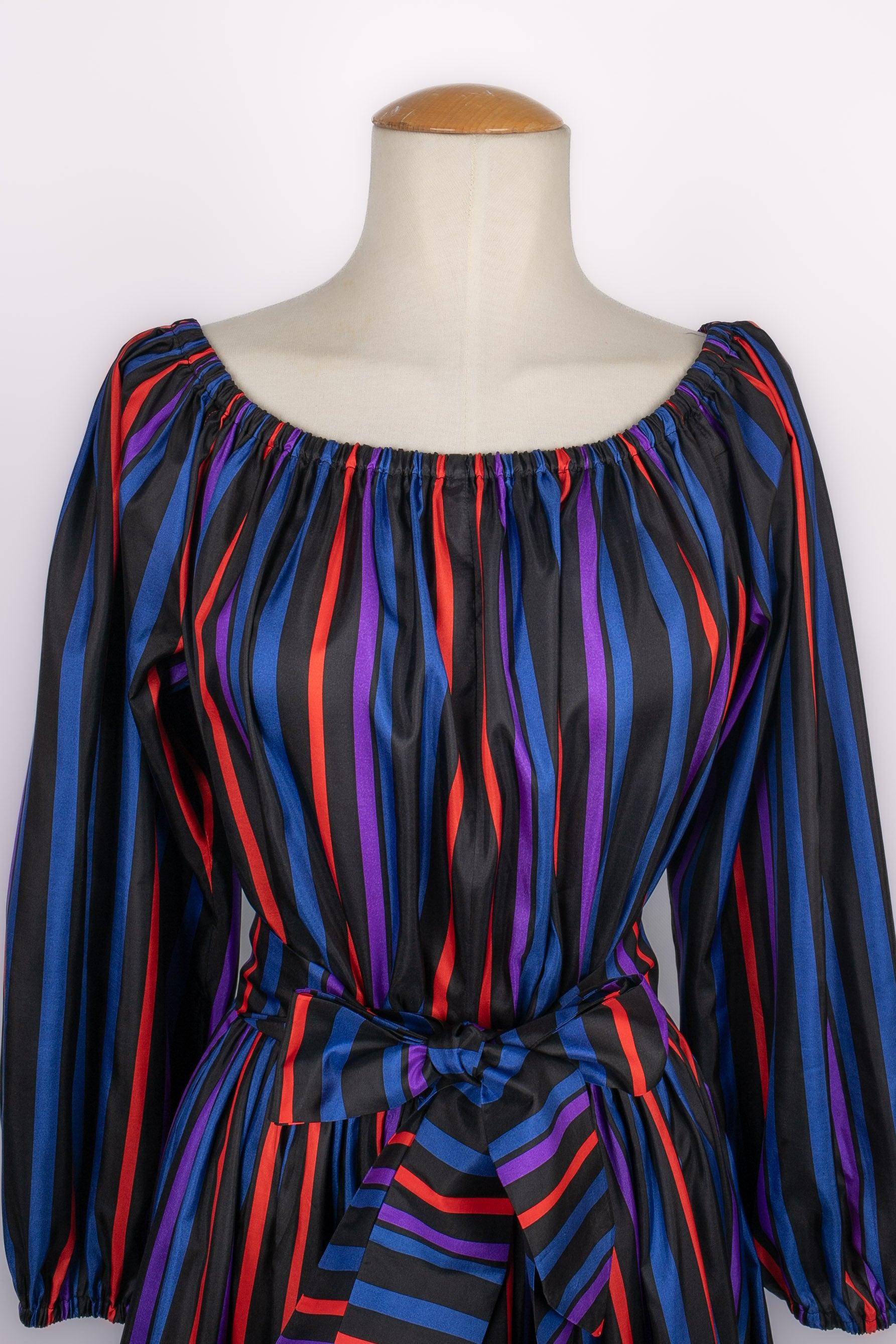 Donna Vestito a righe Lanvin in taffetà multicolore in vendita
