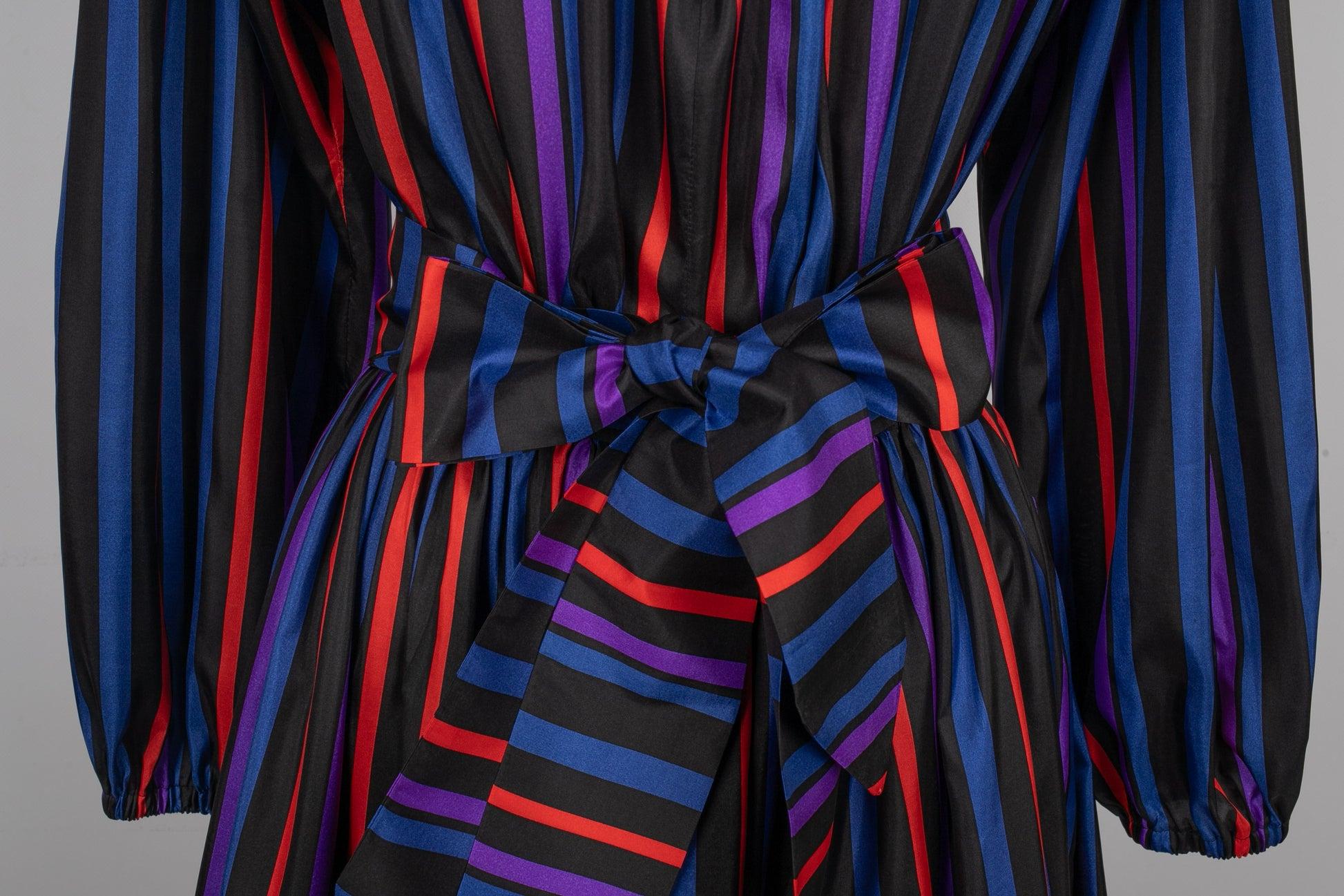 Vestito a righe Lanvin in taffetà multicolore in vendita 1