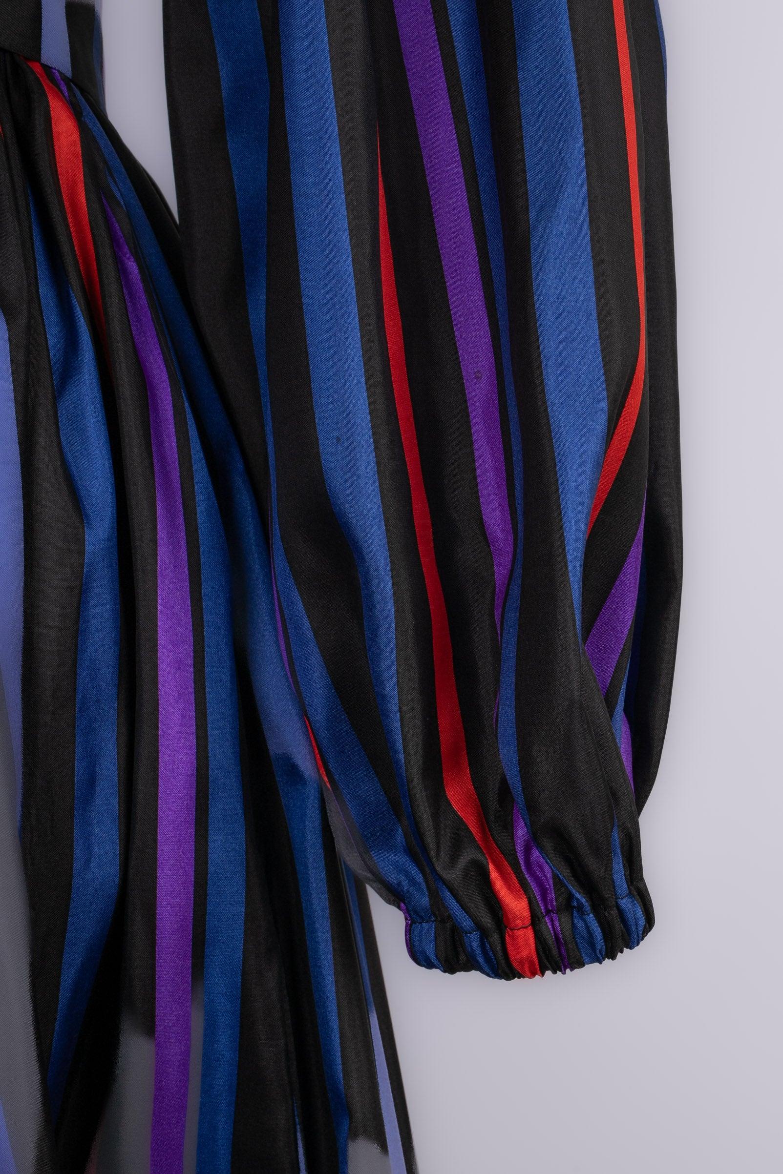 Vestito a righe Lanvin in taffetà multicolore in vendita 2